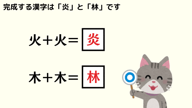 漢字バラバラパズルの例題の答え