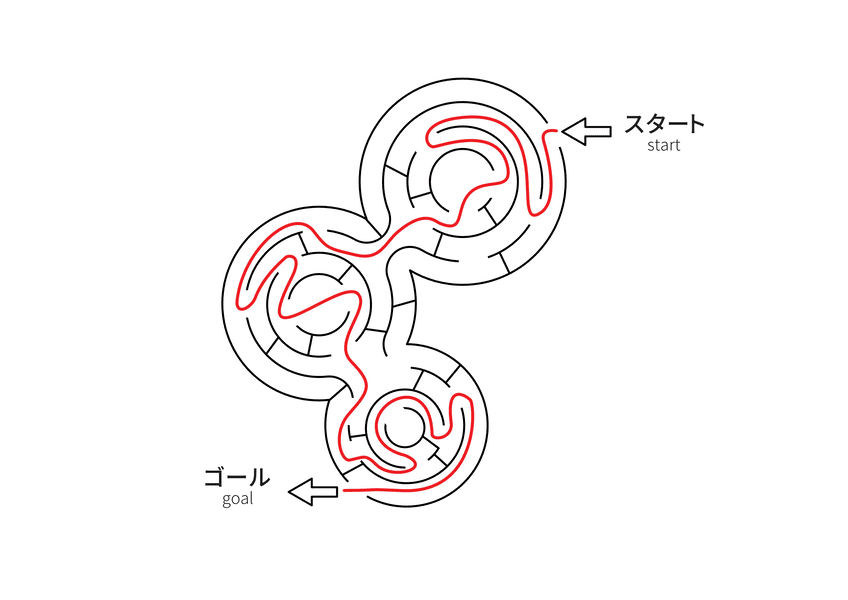 迷路の脳トレ解説-例題の迷路の答え