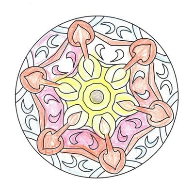 マンダラ塗り絵 17 を高齢者に実際に塗っていただいた作例