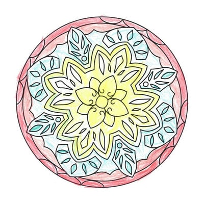 マンダラ塗り絵 18 を高齢者に実際に塗っていただいた作例
